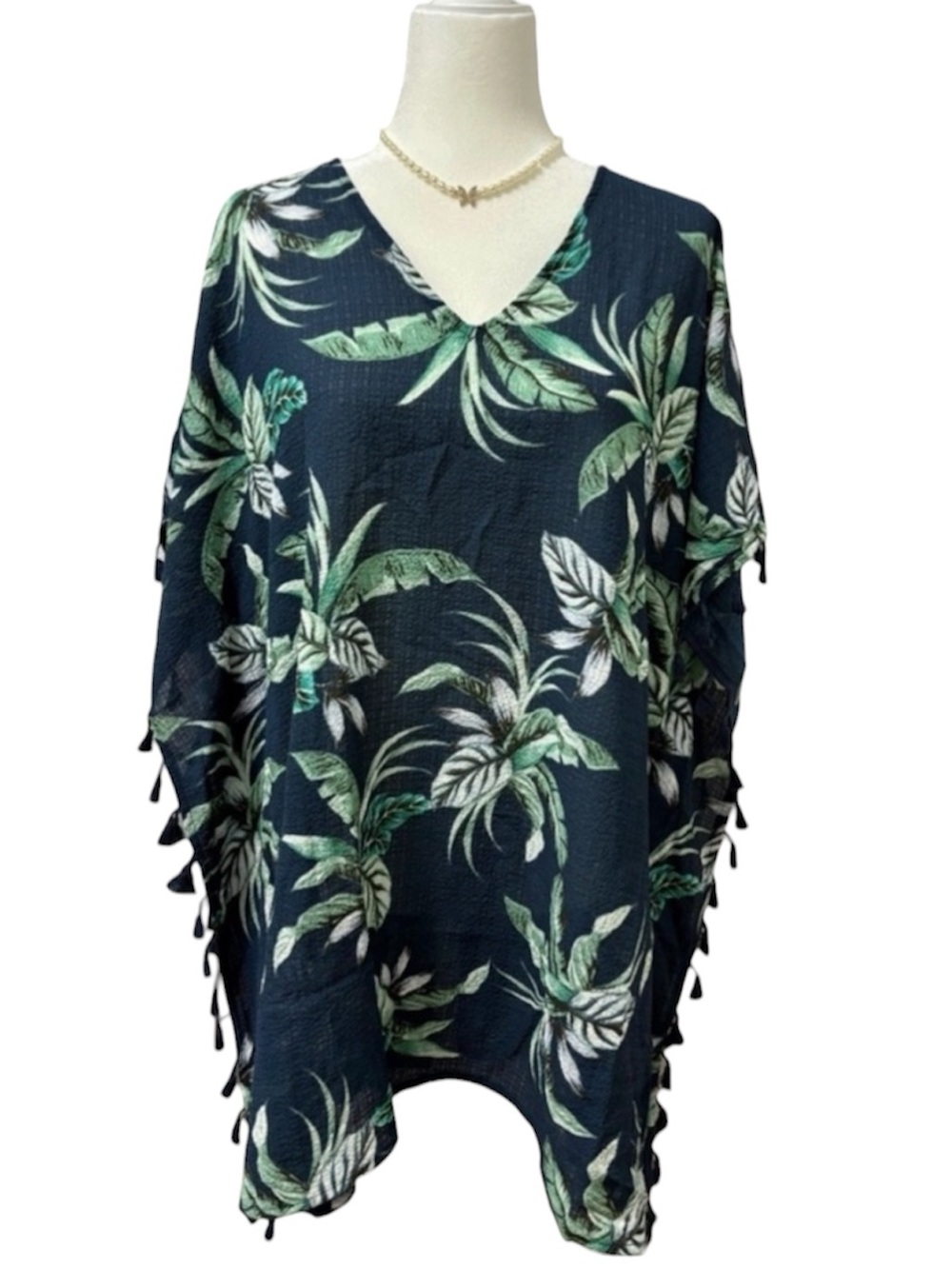 Women’s Cover-Up beach Swimwear Size 1X Vacation Resorts Layers Sheer Top leaf
